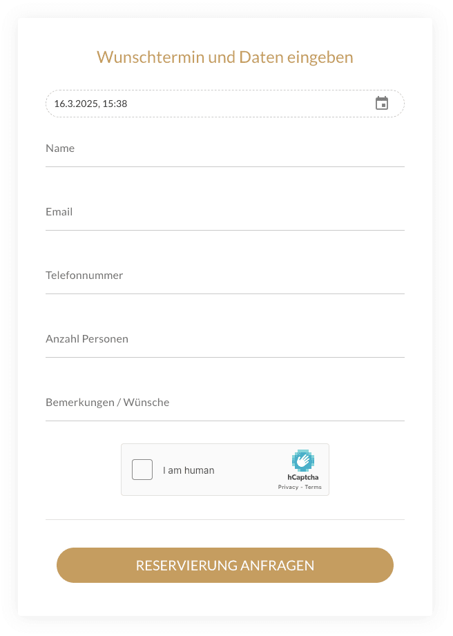 Online-Buchungsformular für Restaurantgäste